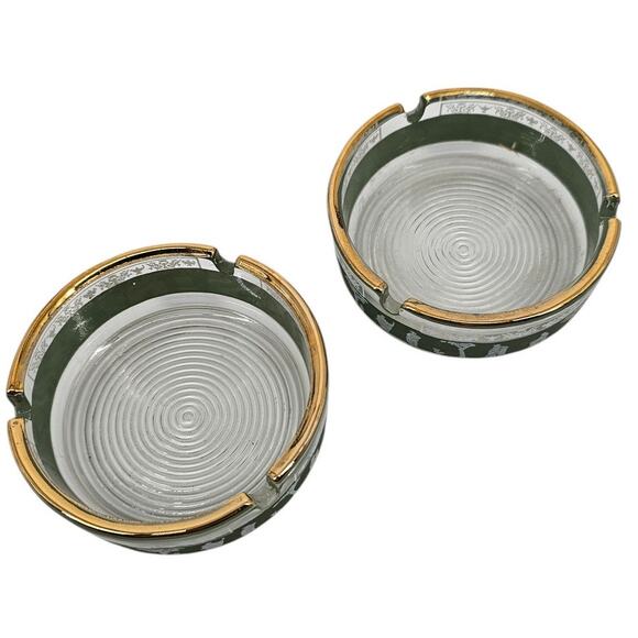 Set of 2 Vintage Jeanette Green 3.5” Ash Trays Roman Grecian - Picture 1 of 6